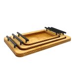 سینی مدل چوبی دسته فلزی کد SN09S مجموعه 3 عددی