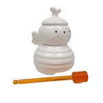 ظرف مربا و عسل باریز مدل زنبور شیشه‌ای به همراه قاشق