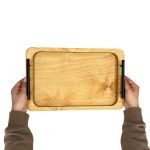 سینی مدل چوبی دسته فلزی کد SN09S مجموعه 3 عددی