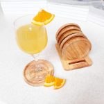 زیر لیوانی مدل چوبی طرح ارکیده مجموعه 6 عددی