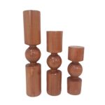 شمعدان مدل چوبی طرح مروارید کد ۰۳ مجموعه ۳ عددی