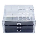 استند لوازم آرایشی سه کشو پلاستیکی شفاف