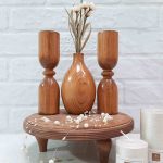 شمعدان مدل چوبی طرح روس کد Dambel02 مجموعه 2 عددی