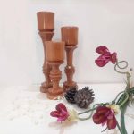 شمعدان مدل چوبی طرح هانل کد ۰۱ مجموعه ۳عددی