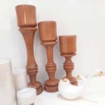 شمعدان مدل چوبی طرح هانل کد ۰۱ مجموعه ۳عددی