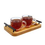 سینی مدل چوبی دسته فلزی کد SN09S مجموعه 3 عددی