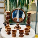 مجموعه ظروف هفت سین ۹پارچه مدل چوبی طرح پایه طرحدار کد chenar1