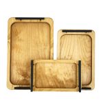 سینی مدل چوبی دسته فلزی کد SN09S مجموعه 3 عددی