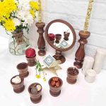 مجموعه ظروف هفت سین ۹پارچه مدل چوبی طرح پایه طرحدار کد chenar1