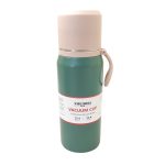 فلاسک نیم لیتری VACUUM CUP سبز با درب کرم، مناسب سفر و نگهداری دما