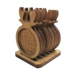 زیر لیوانی چوبی طرح گوزن مجموعه 6 عددی به همراه پایه