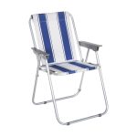 صندلی ساحلی کیان تاشو راه‌راه آبی و سفید مناسب کمپینگ