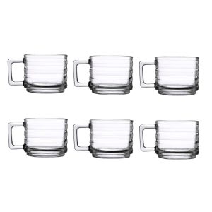 نیم لیوان زنگان مدل لاین بسته ۶ عددی شفاف