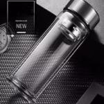 دمنوش ساز استوانه‌ای شیشه‌ای درب‌دار فیلتر‌دار - Image 3