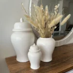 ست جینجر (جار) سه‌تایی سرامیکی سفید درب‌دار دکوری - Image 3