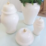 ست جینجر (جار) سه‌تایی سرامیکی سفید درب‌دار دکوری - Image 5