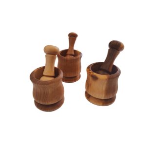 تصویر هاون چوب گردو دست‌ساز طبیعی