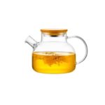 قوری پیرکس درب بامبو ۱۰۰۰ میل | مقاوم در برابر حرارت | شفاف و شیک