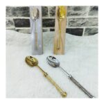 قاشق آجیل دسته نگین‌دار تمام استیل ضخیم | رنگ ثابت و لوکس - Image 7